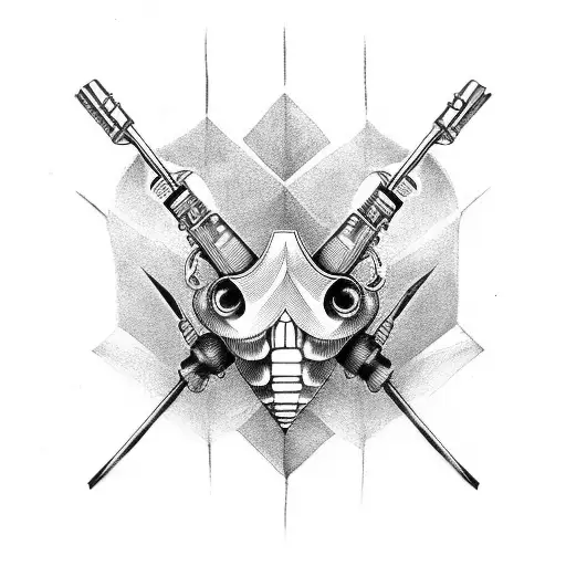 zentangle bug flintlock gun  tattoo design idea