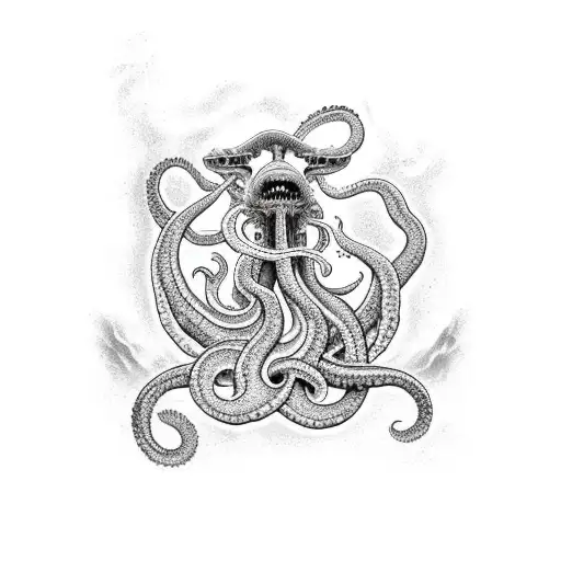 kraken attacking ship tattoo design idea