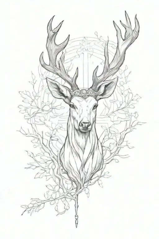 minnesota state with deer antlers and a cross tattoo tattoo design idea