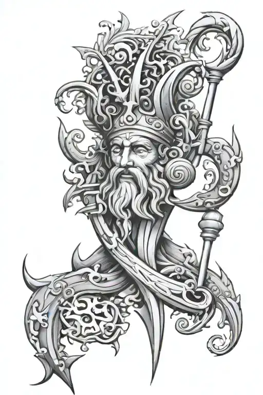 neptune trident tattoo design idea
