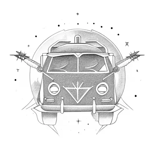 Jesus driving an astrovan  tattoo design idea