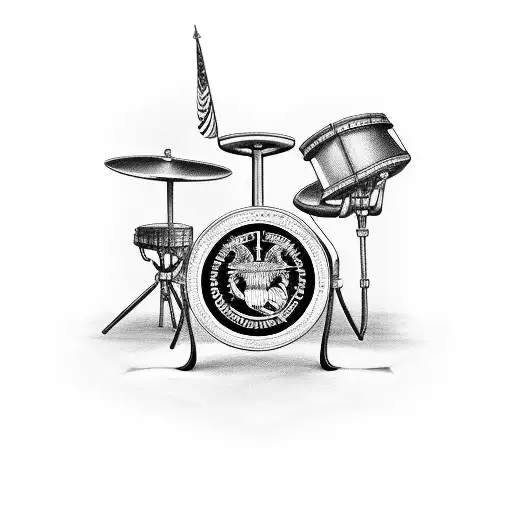 Marine Corps emblem with a drum set tattoo design idea