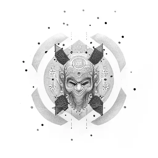 A dotwork tattoo illustrating the connection between wealth and power in ancient Greece tattoo design idea