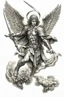 Archangel Michael fighting tattoo design idea