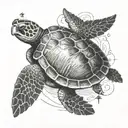 Sea Turtle with Compass on Shell tattoo design idea