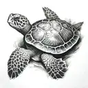 Sea Turtle with Compass on Shell tattoo design idea