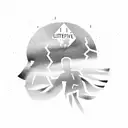 An abstract representation of a runner's silhouette with the words 'never give up' incorporated into the design, showcasing your determination and perseverance tattoo design idea