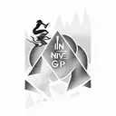 An abstract representation of a runner's silhouette with the words 'never give up' incorporated into the design, showcasing your determination and perseverance tattoo design idea