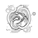 A futuristic wave crashing on a circuit board tattoo design idea