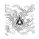 A futuristic wave crashing on a circuit board tattoo design idea