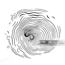 A futuristic wave crashing on a circuit board tattoo design idea