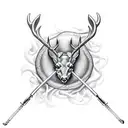 deer antler, fishing hook, yarn, vat tattoo design idea