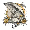 rain sun umbrella tattoo design idea