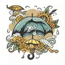 rain sun umbrella tattoo design idea