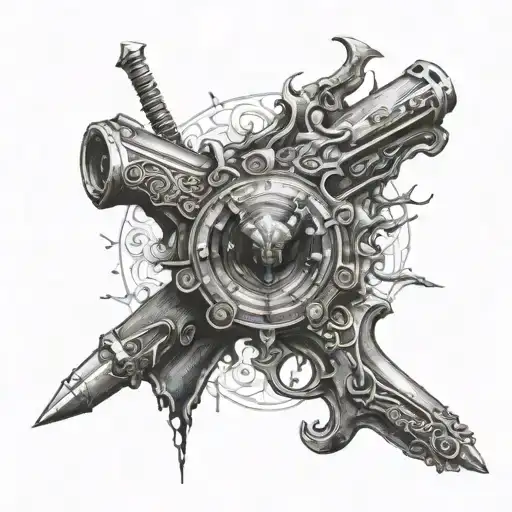 gothic demonic anicent devil may cry revolver tattoo design idea