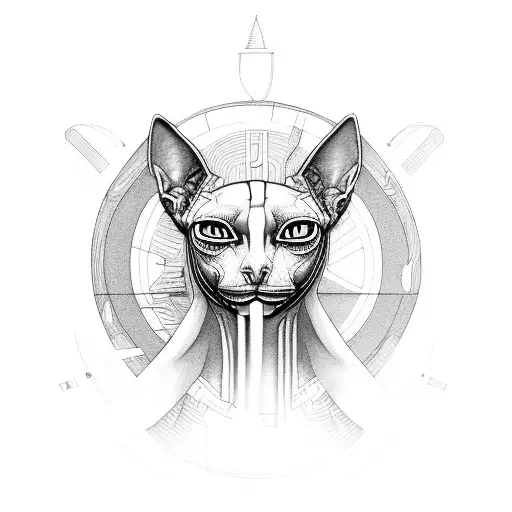 sphynx in hell tattoo design idea
