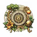 saturn, time, kabllah tree of life, capricorn zodiac sign tattoo design idea