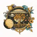 saturn, time, kabllah tree of life, capricorn zodiac sign tattoo design idea