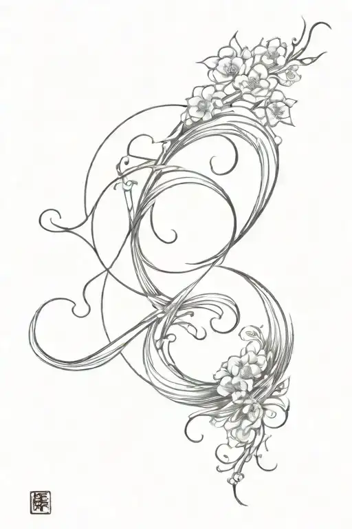 fibonacci sequence inspired tattoo featuring wind against waves  tattoo design idea