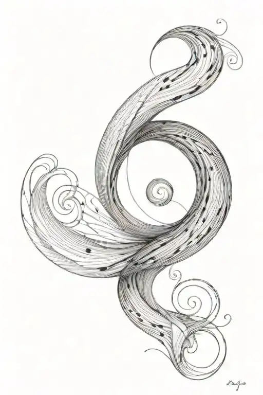 fibonacci sequence inspired waves forming the shape tattoo design idea
