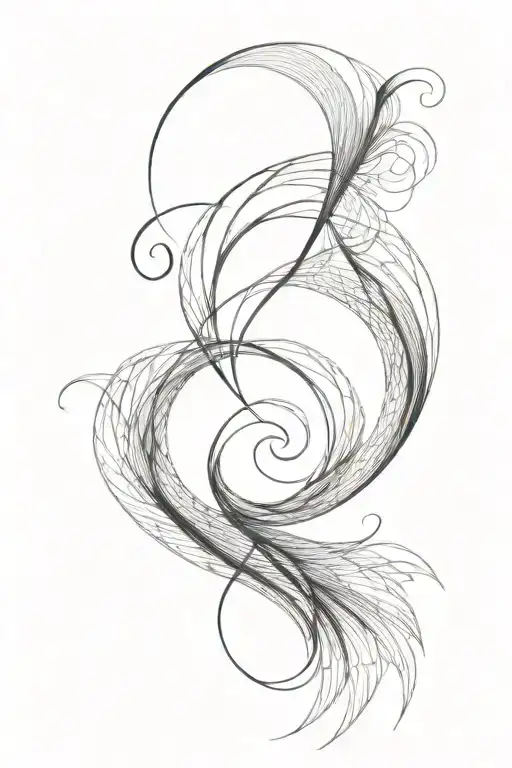 fibonacci sequence inspired waves forming the shape tattoo design idea