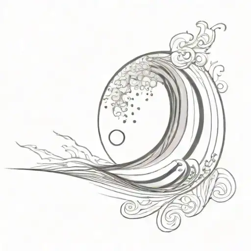fibonacci sequence inspired tattoo featuring wind against waves  tattoo design idea