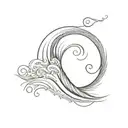 fibonacci sequence inspired tattoo featuring waves or wind tattoo design idea