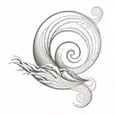 fibonacci sequence inspired tattoo featuring waves or wind tattoo design idea