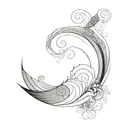 fibonacci sequence inspired tattoo featuring waves or wind tattoo design idea