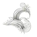 fibonacci sequence inspired tattoo featuring waves or wind tattoo design idea