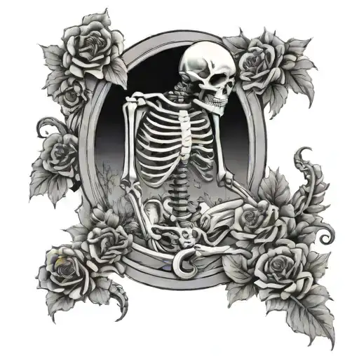  crawling skeleton cemetery   tattoo design idea