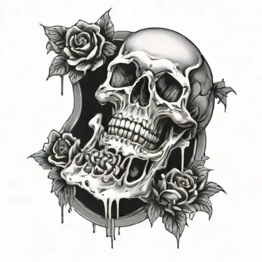 crawling skull surrounded by cemetery reaching up tattoo design idea