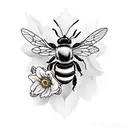 bee with daffodil, orange blossoms, and butterroot flowers tattoo design idea