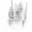 A futuristic cyberpunk cityscape with binary code flowing through it tattoo design idea