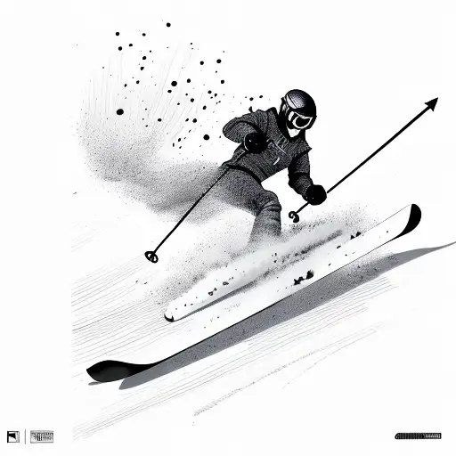 Illustration of a skier in action tattoo design idea