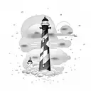 Lighthouse with rain and clouds tattoo design idea