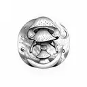 mushroom  in space tattoo design idea
