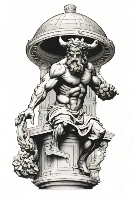 Greek god atlas inside Greek buildings designed tattoo design idea