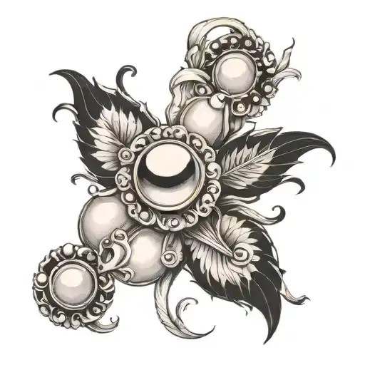 444 numbers incorperate pearls inside tattoo design idea