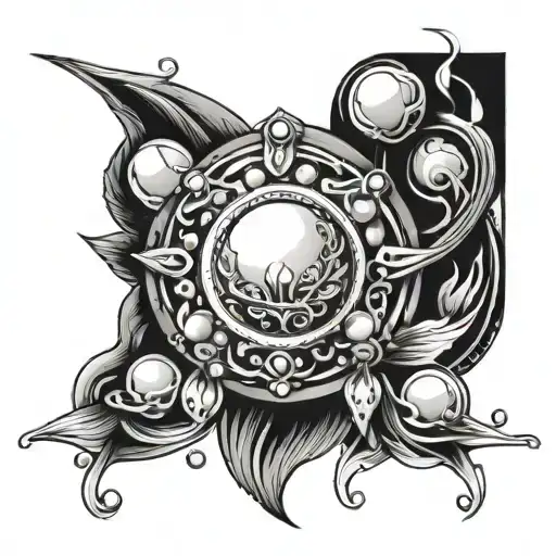 444 numbers incorperate pearls inside tattoo design idea