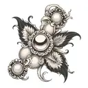 444 numbers incorperate pearls inside tattoo design idea