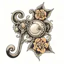 444 numbers incorperate pearls inside tattoo design idea