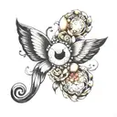 444 numbers incorperate pearls inside tattoo design idea