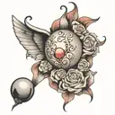 444 numbers incorperate pearls inside tattoo design idea