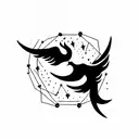 tribal phoenix with constellation of Ursa Major tattoo design idea