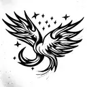 tribal phoenix with constellation of Ursa Major tattoo design idea