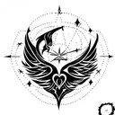 tribal phoenix with constellation of Ursa Major tattoo design idea