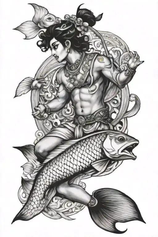 arjuna  and the fish tattoo design idea