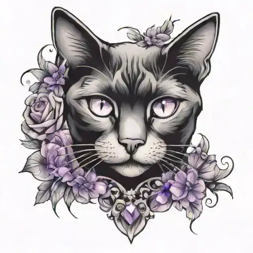 A black cat made of amethyst  tattoo design idea