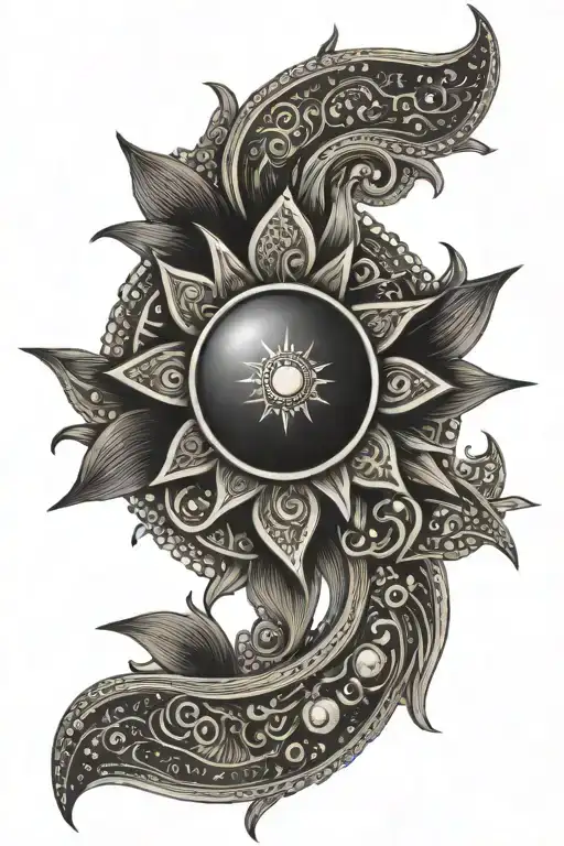 karna sun symbol and bow made tattoo design idea